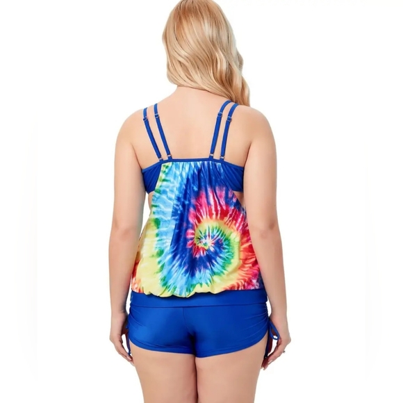 PLUS SZ 22/24 Tankini W/ Boy Short Swimsuit - Picture 3 of 3